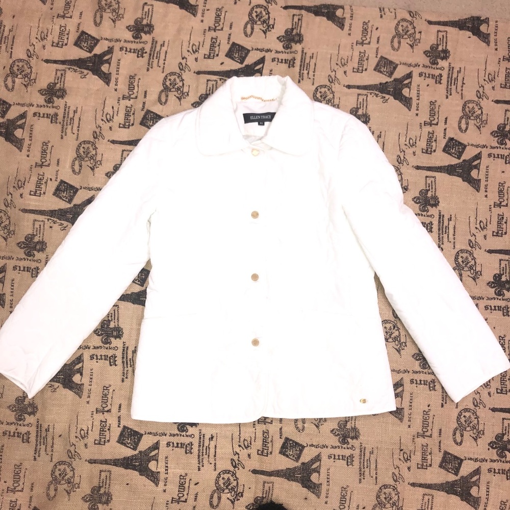 Ellen Tracy White Padded Button Front Jacket - image 1